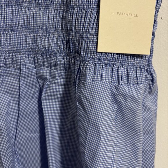 Faithfull The Brand Blue White Gingham Checked Mini Dress Size 2 New with tags - Picture 2 of 6